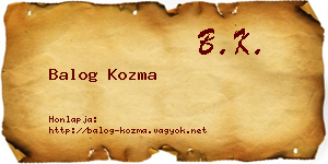 Balog Kozma névjegykártya